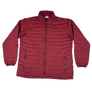 Columbia Omni-heat Puffer Jacket Mens XLT Full Zip Lightweight Dark Red Outdoor